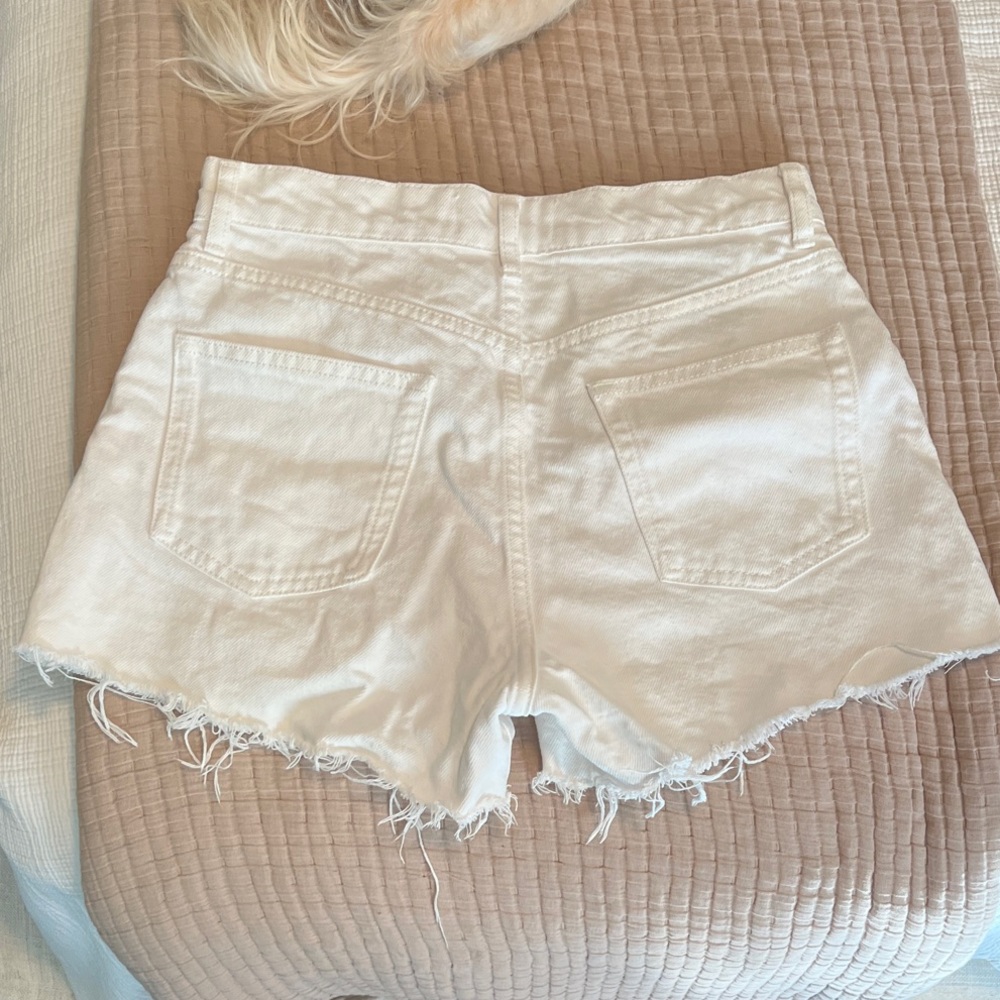 Reformation Charlie White Denim Distressed Women Shorts - Picture 3 of 7